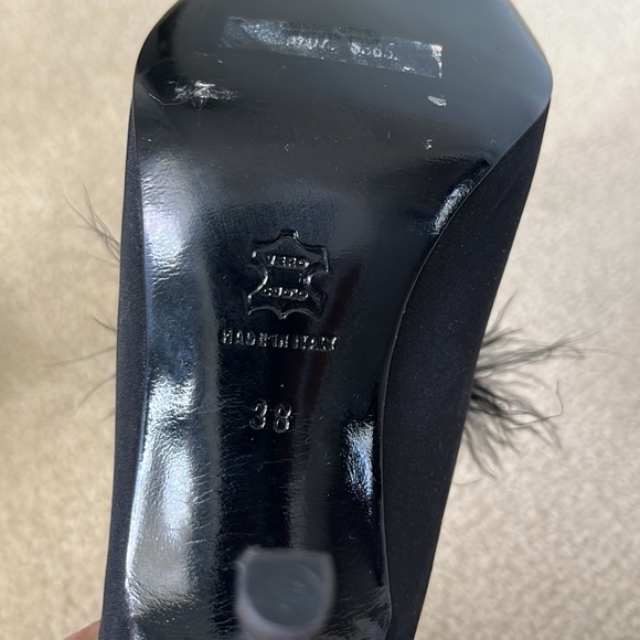 New Evening formal designer stilettos mules tuxedo style feathers made in Italy - Picture 6 of 6